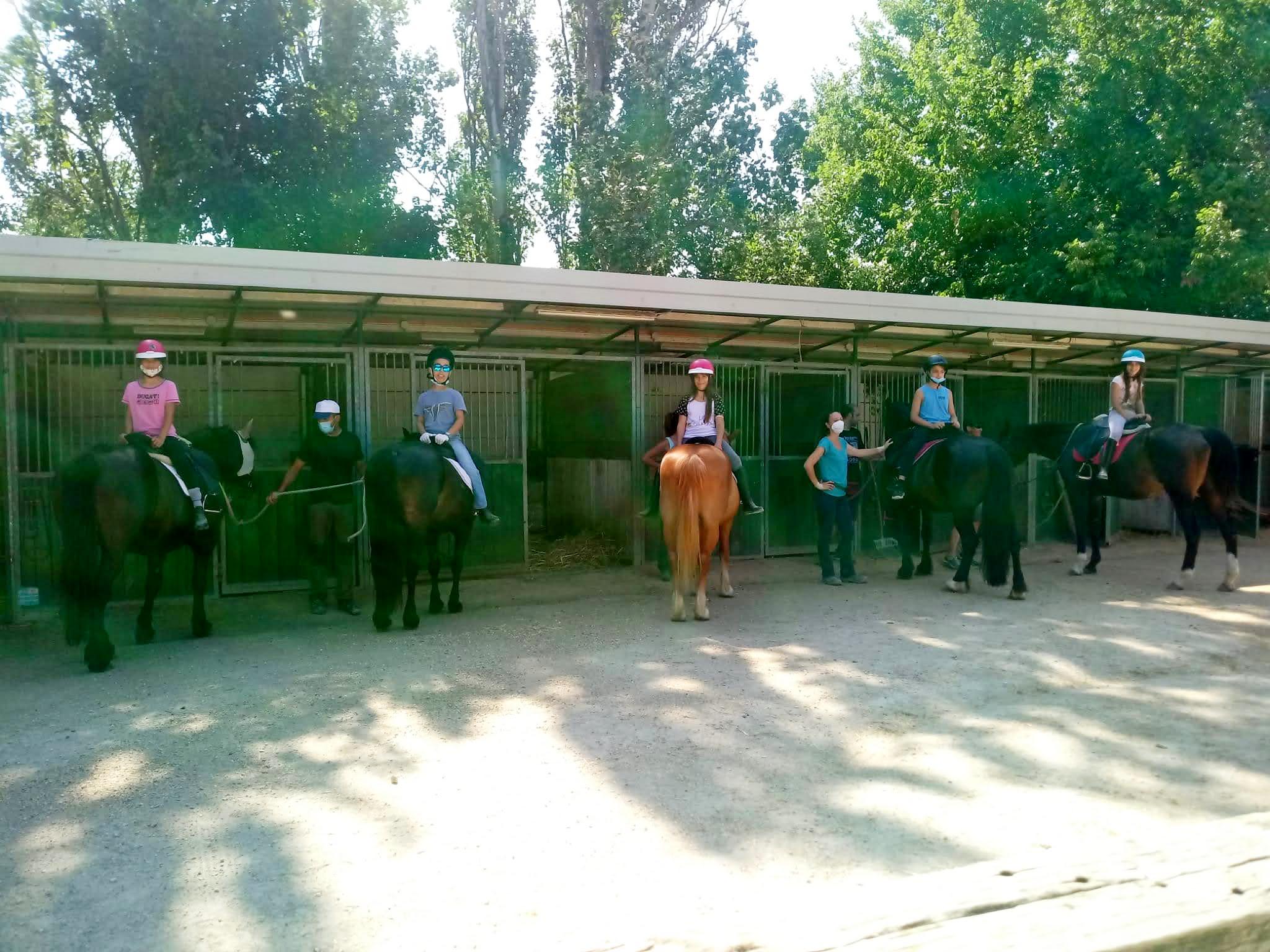 Bimbi a cavallo rovesciati